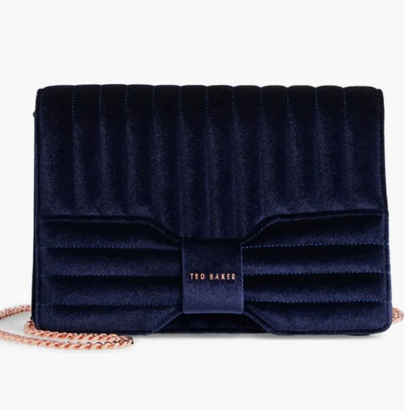 Ted Baker London Bags Ted Baker London Purse Navy Velvet Quilted
